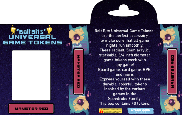 Bolt Bits Universal Game Tokens: Manster Red